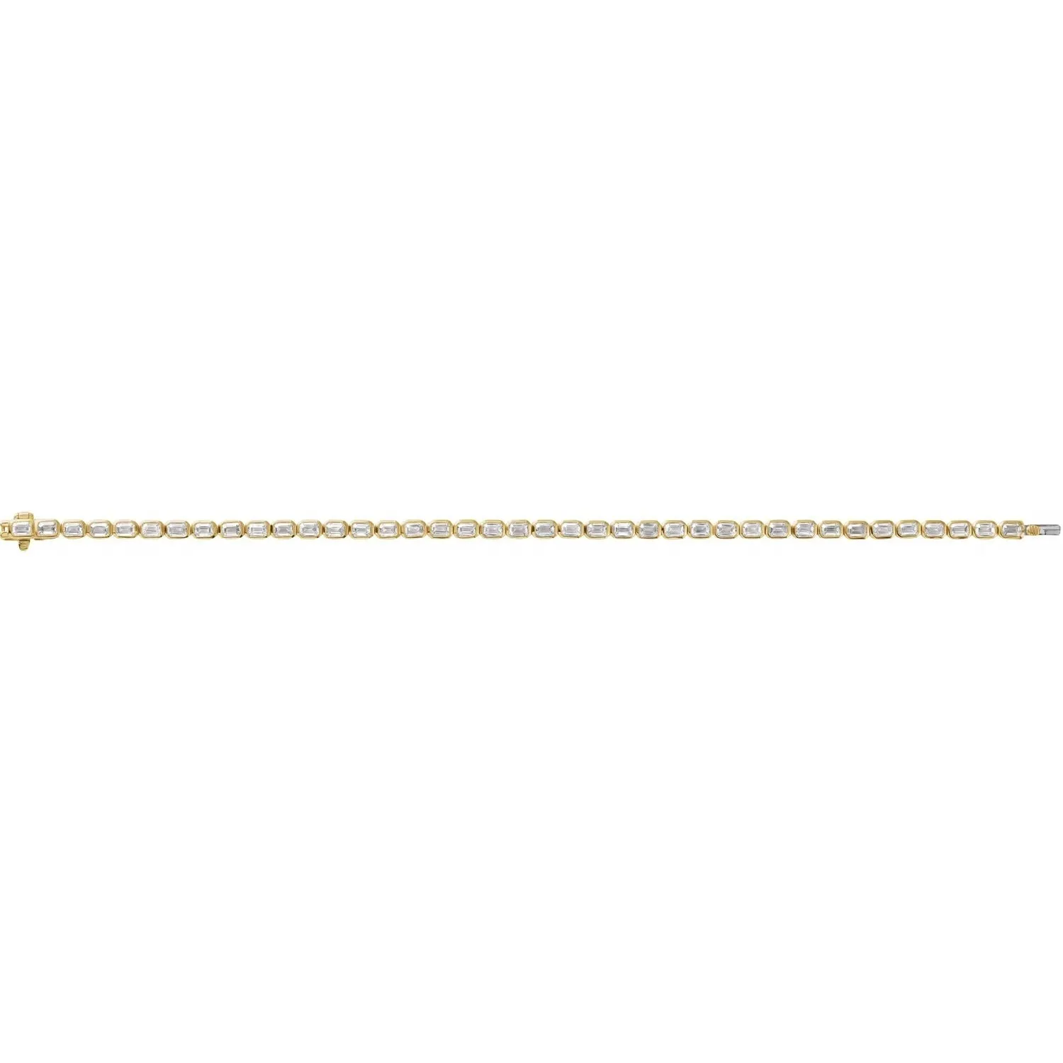 Emerald Cut Bezel Diamond Tennis Bracelet