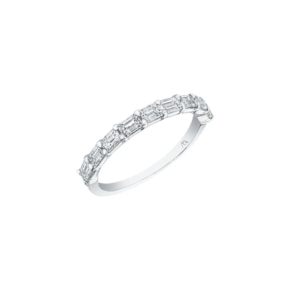 EMERALD CUT HALF DIAMOND BAND EAST TO WEST