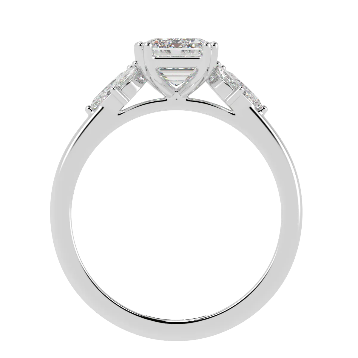 Emerald Engagement Ring with Marquise Accents