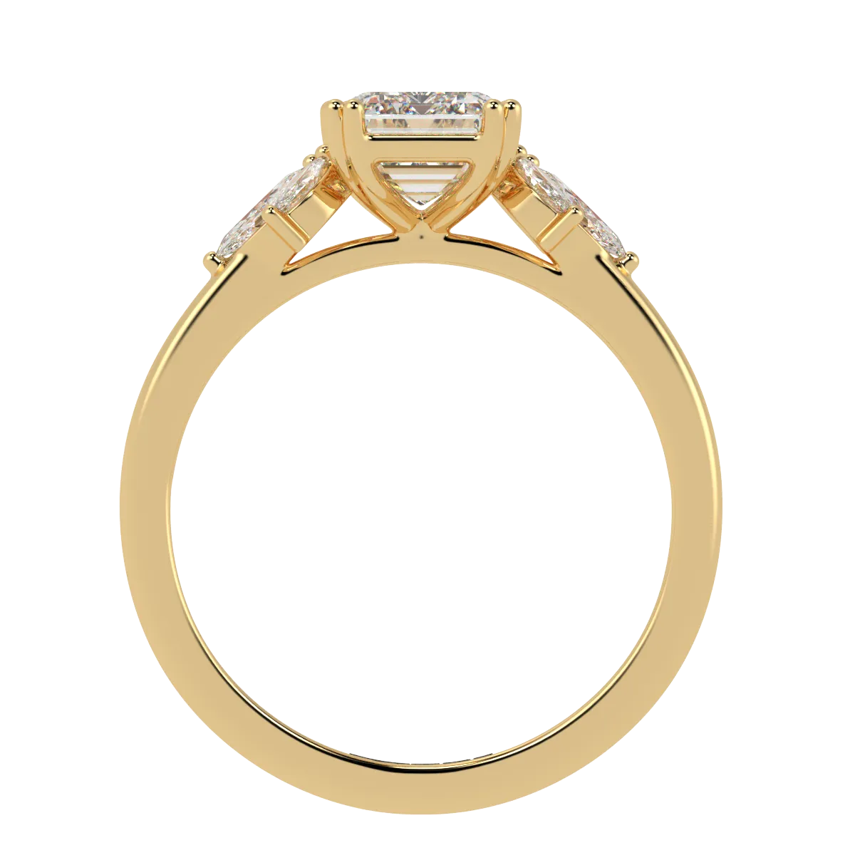 Emerald Engagement Ring with Marquise Accents