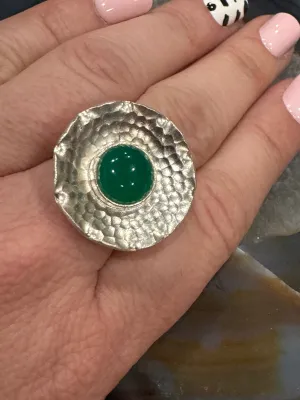 Emerald Green FlowerAdjustable Ring
