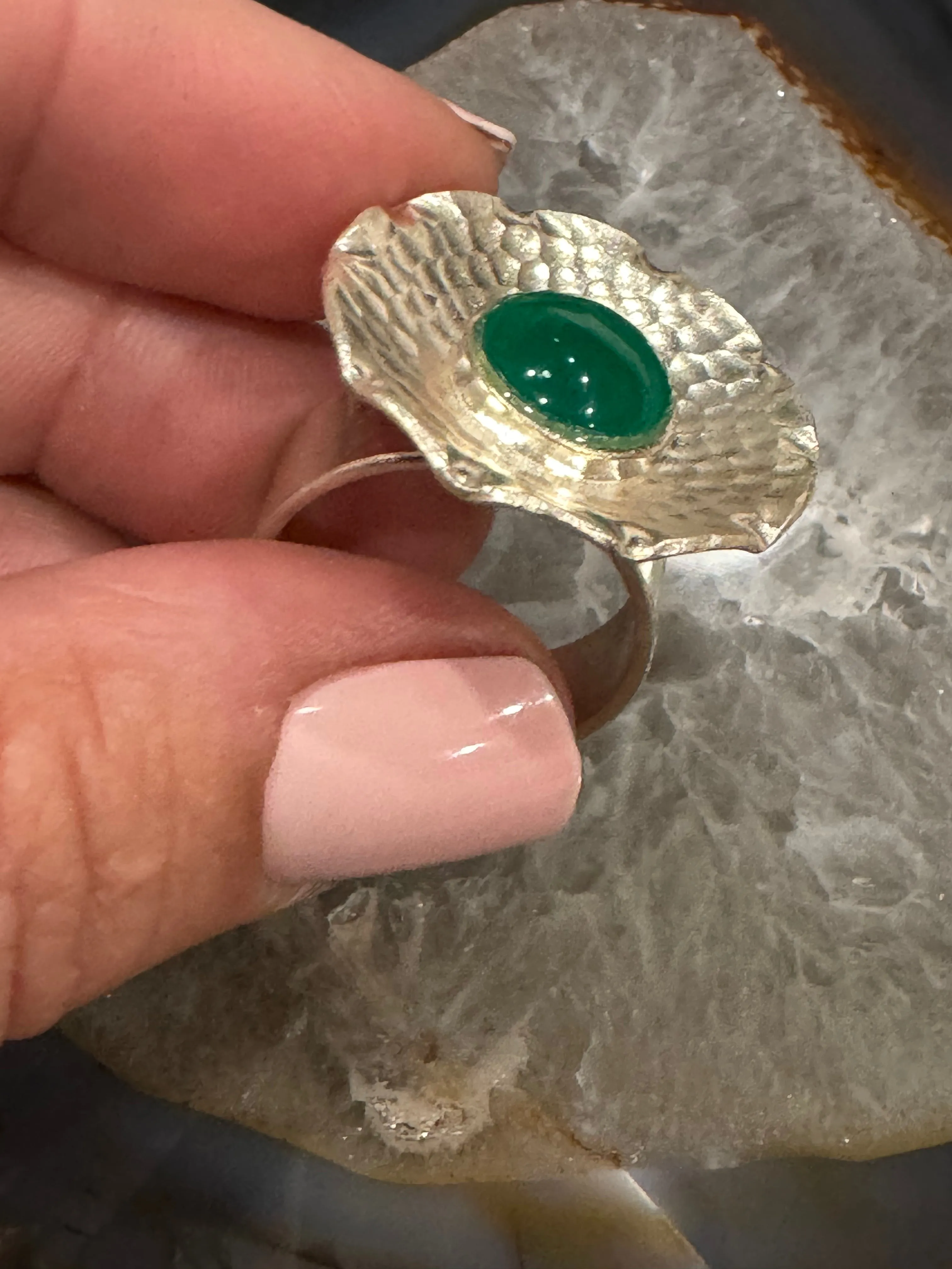 Emerald Green FlowerAdjustable Ring