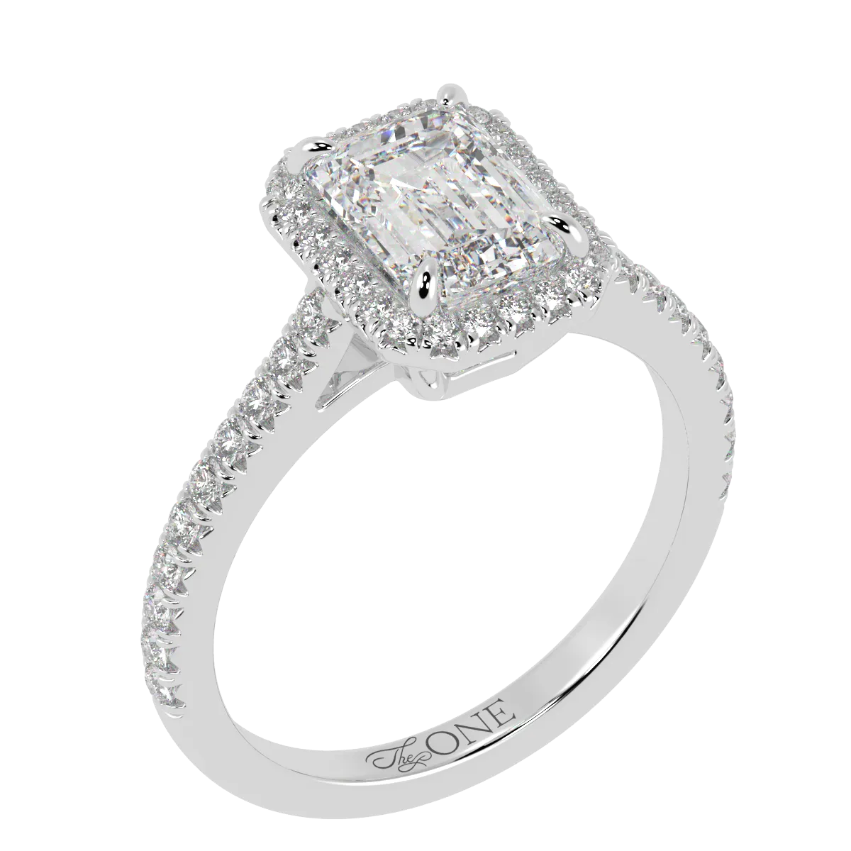 Emerald Halo Diamond Engagement Ring