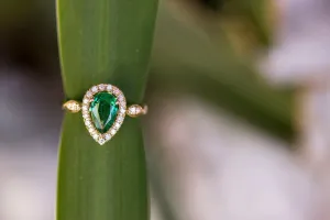 Emerald Halo Ring
