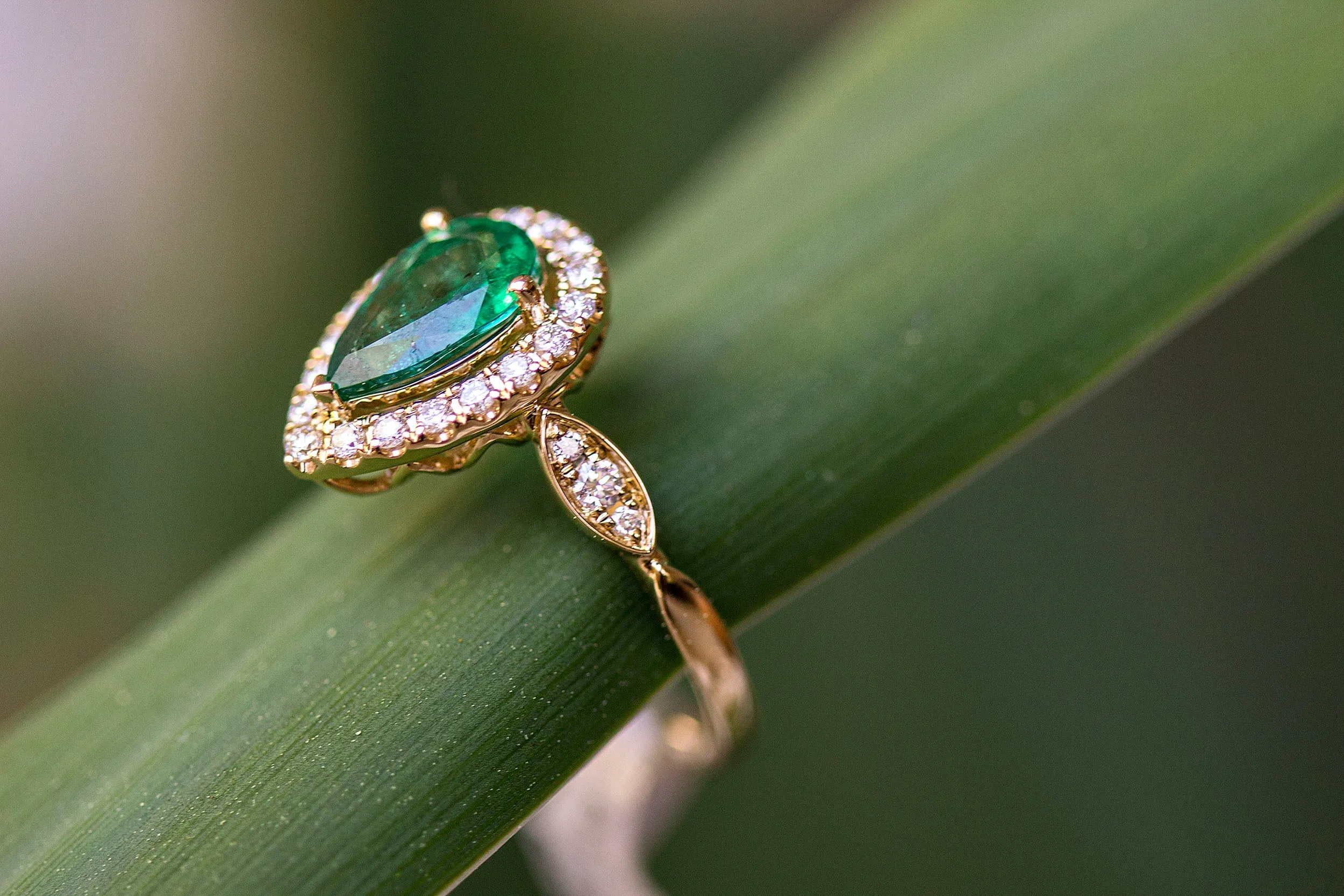 Emerald Halo Ring