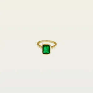 Emerald Ring | Green Magic | 925 Sterling Silver & Gold Plating