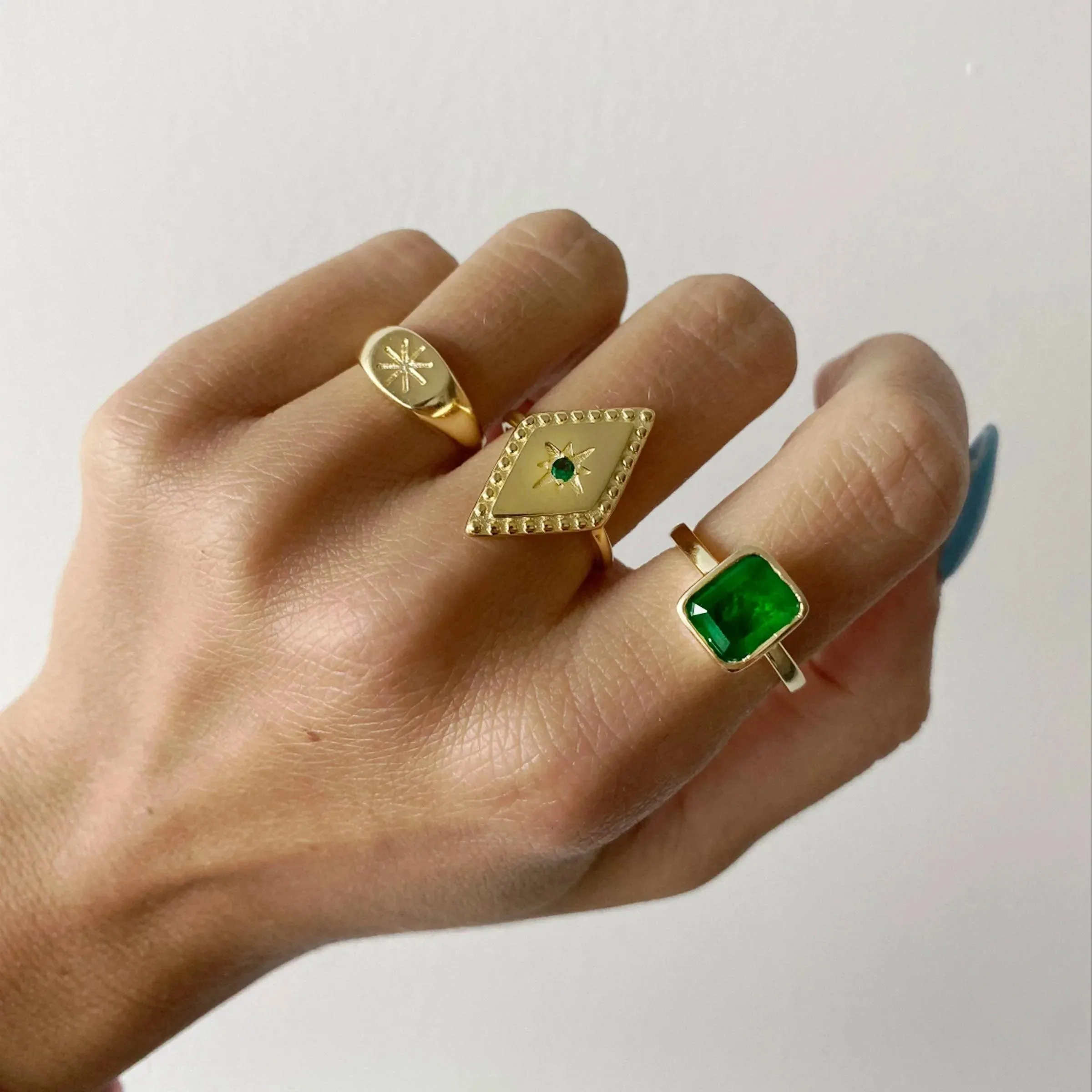 Emerald Ring | Green Magic | 925 Sterling Silver & Gold Plating