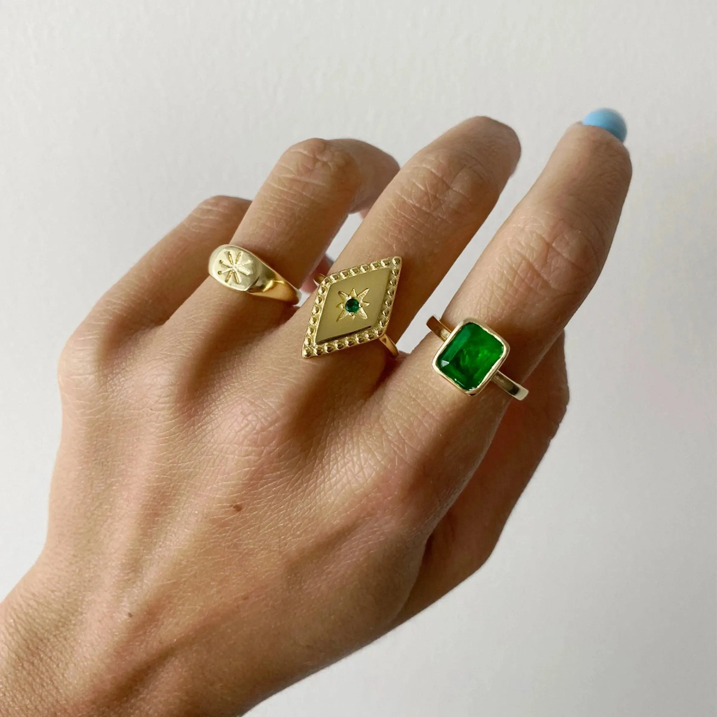 Emerald Ring | Green Magic | 925 Sterling Silver & Gold Plating