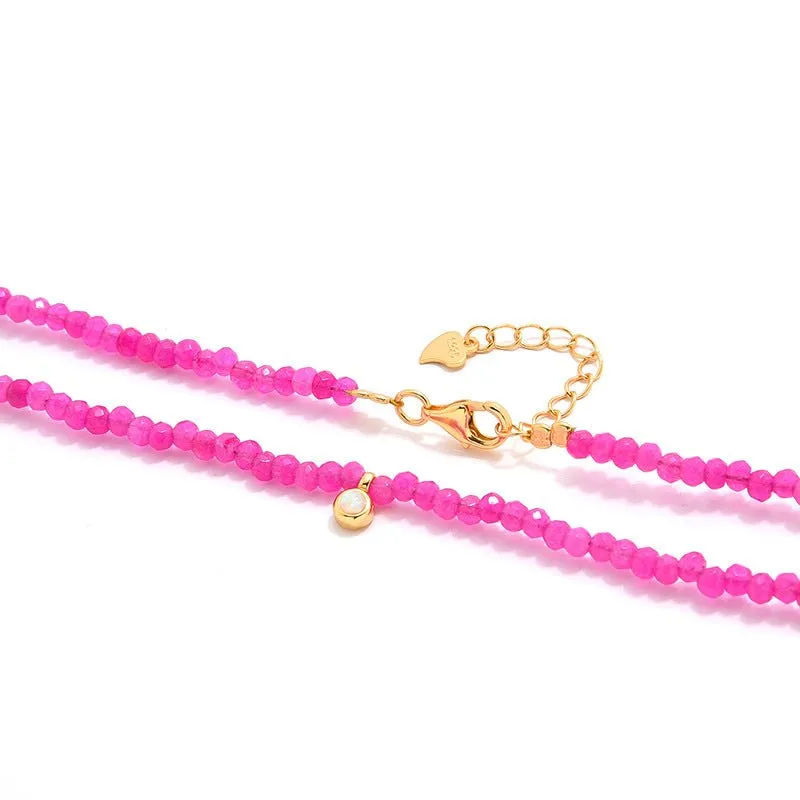 Enchanting Dragon Fruit Hued Beads Opal Necklace