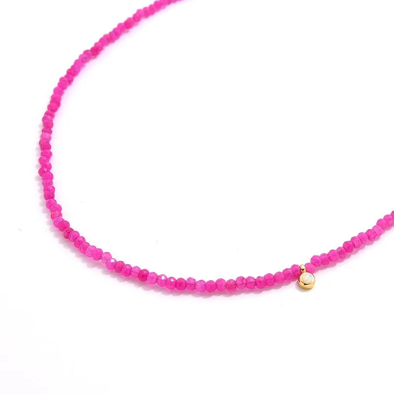 Enchanting Dragon Fruit Hued Beads Opal Necklace