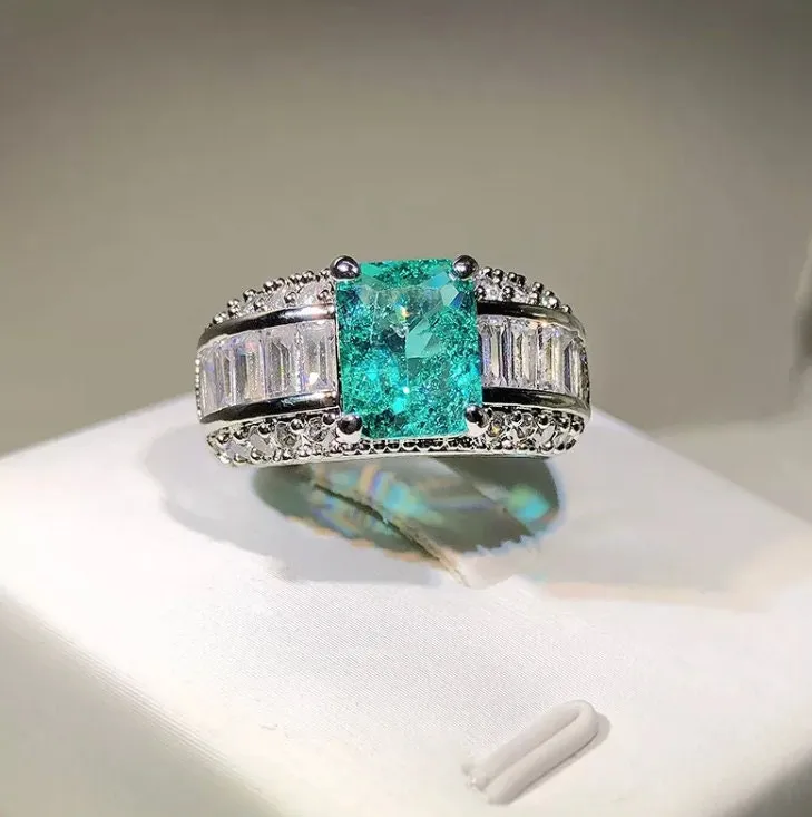 Engagement Ring | Aquamarine Diamond Ring | Womens Promise Ring |  Aquamarine Engagement Ring | Blue Diamond Ring | Tourmaline Ring