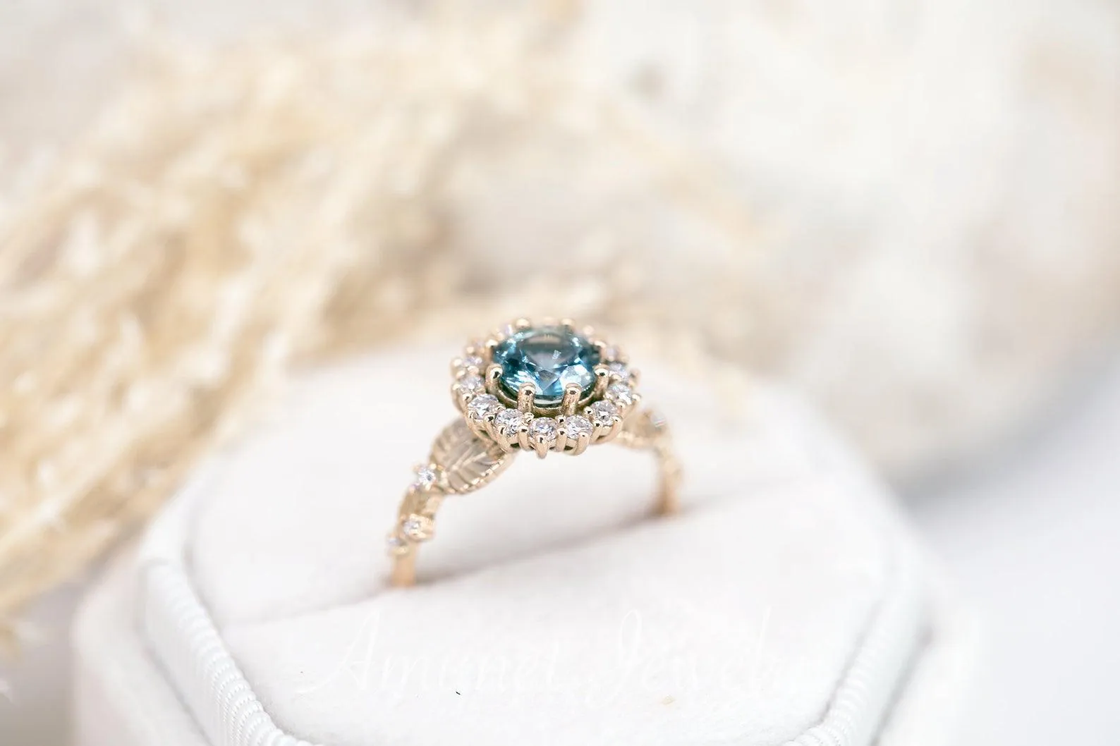 Engagement ring with madagascar teal sapphire, sapphire ring,  sapphire engagement ring, diamond ring