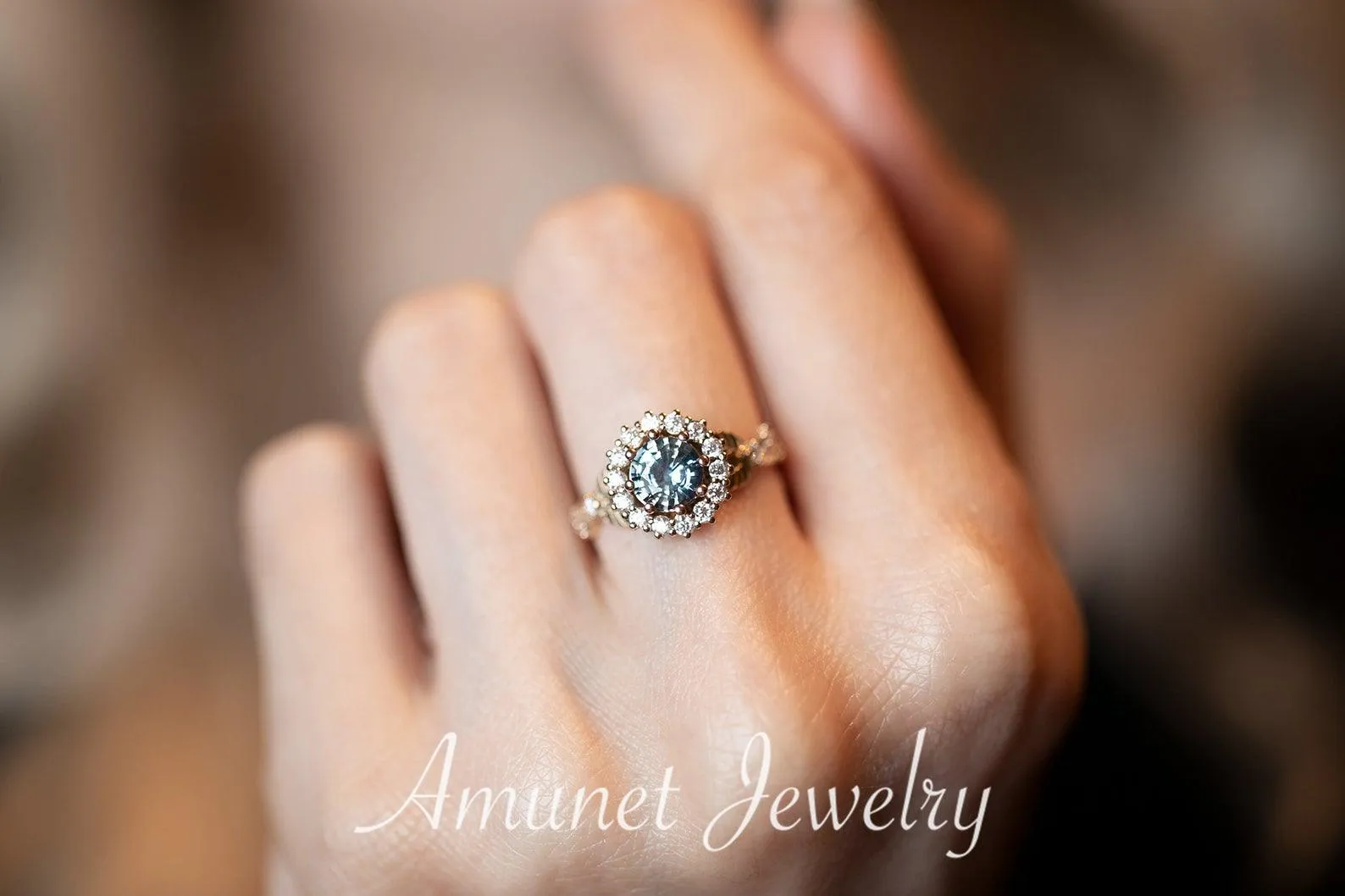 Engagement ring with madagascar teal sapphire, sapphire ring,  sapphire engagement ring, diamond ring