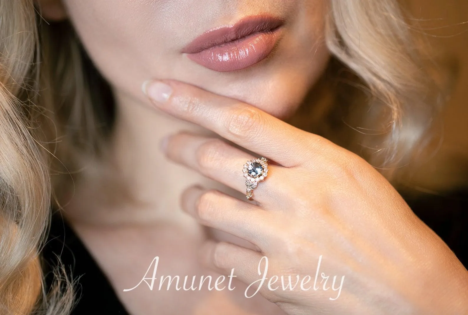 Engagement ring with madagascar teal sapphire, sapphire ring,  sapphire engagement ring, diamond ring