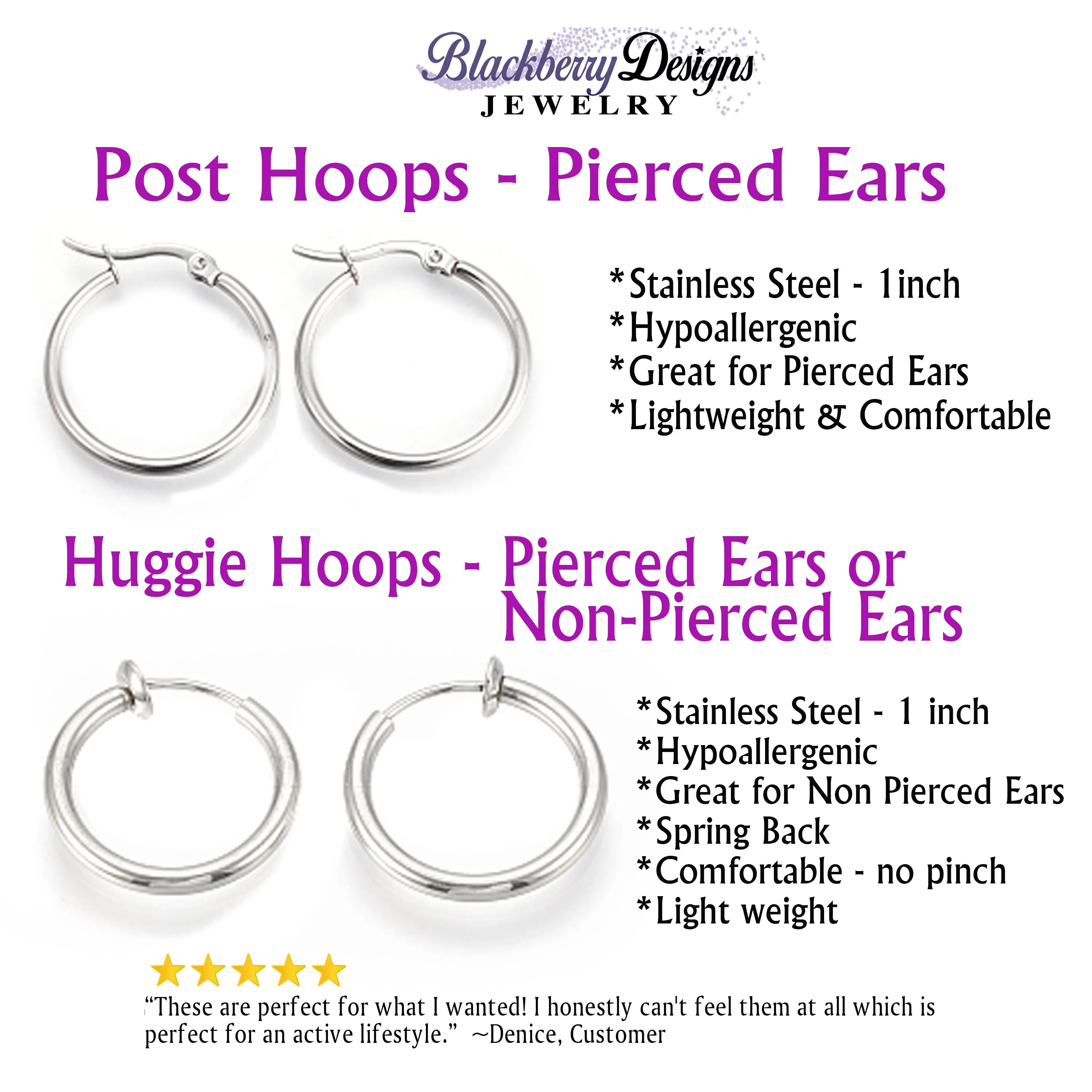 Engraved Silver Hoop Earrings with Daisies