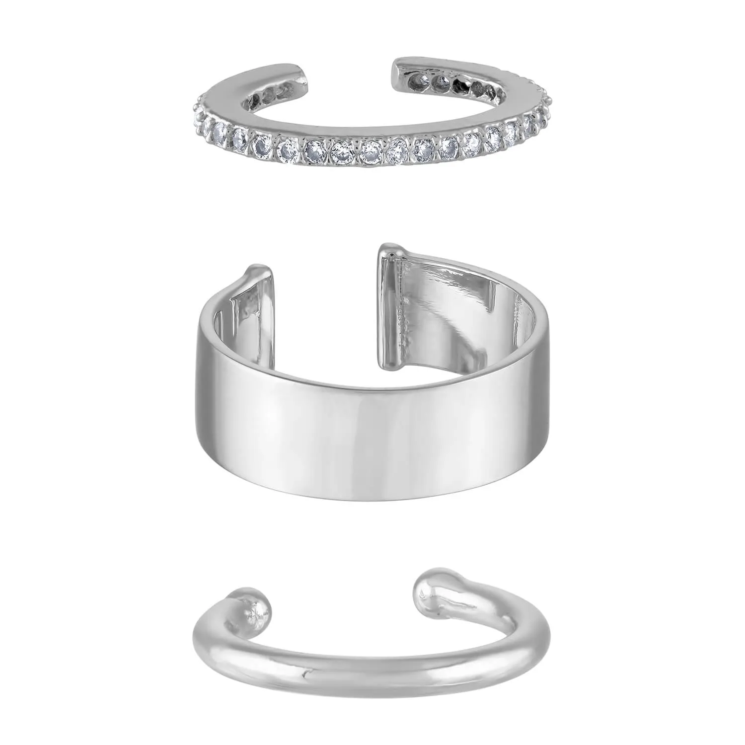 Essential Ear Cuff Trio in Sterling Silver