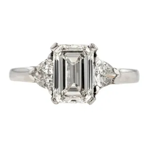 Estate Engagement Ring, Emerald cut 1.69ct