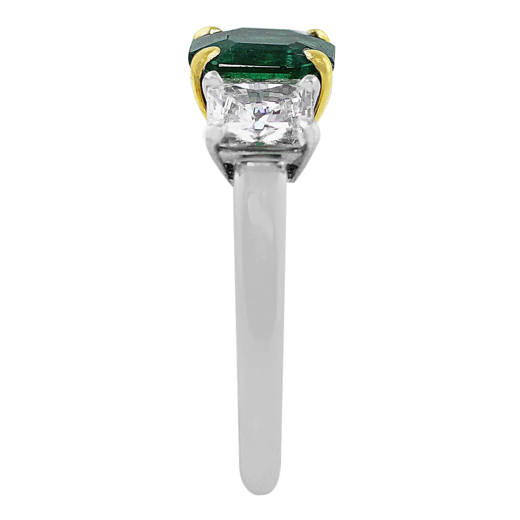 Estate Platinum Emerald Diamond Ring, GIA Certified