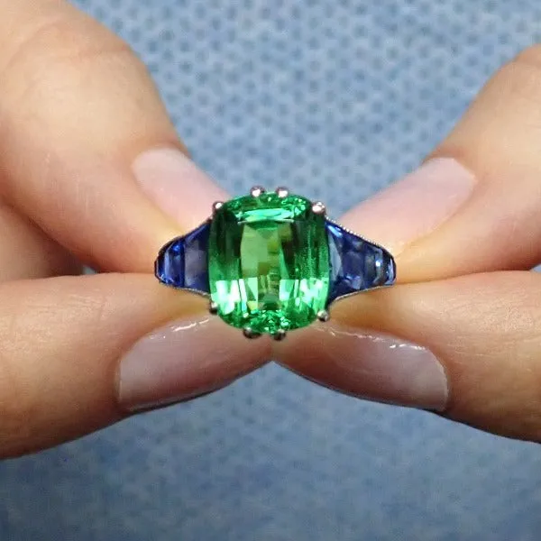 Estate Tsavorite & Sapphire Ring