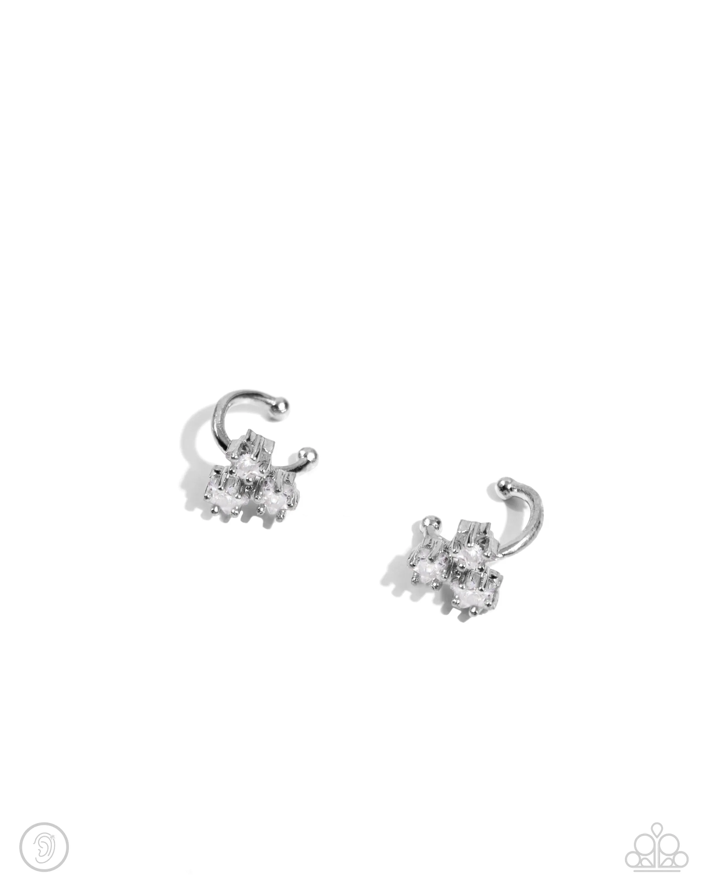 Ethereal Ensemble - White - Rhinestone Star Paparazzi Ear Cuff Earrings