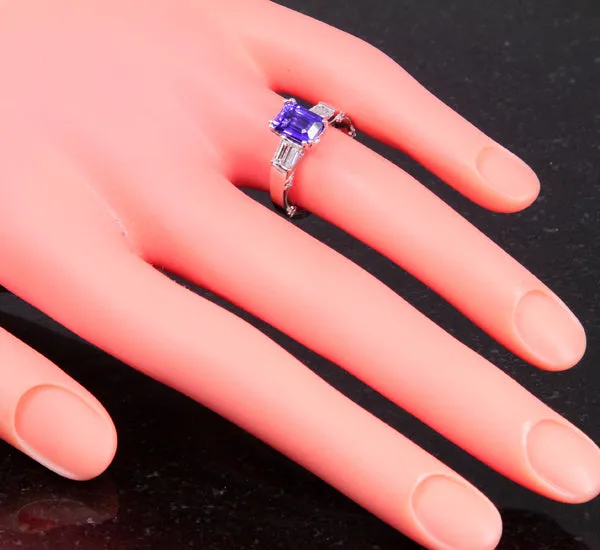 Exceptional Color AAA Tanzanite and Diamond Ring