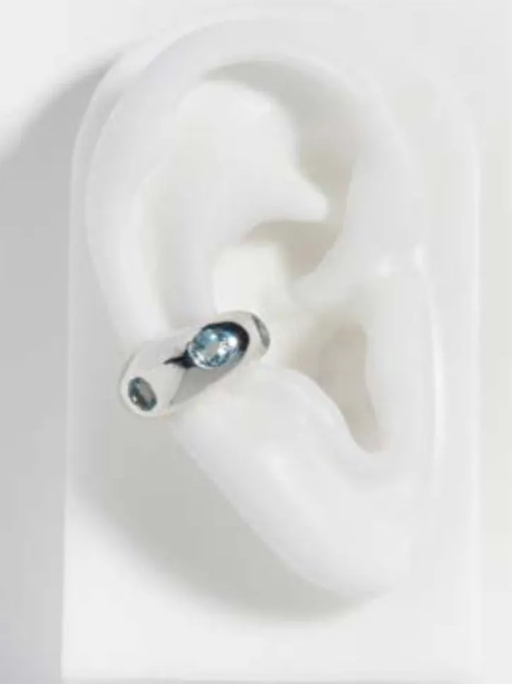 Faris Grosso Gem Ear Cuff, Silver/Topaz