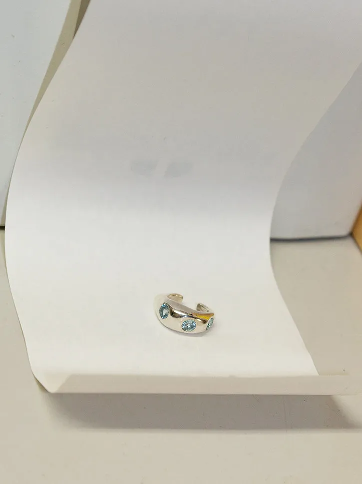 Faris Grosso Gem Ear Cuff, Silver/Topaz