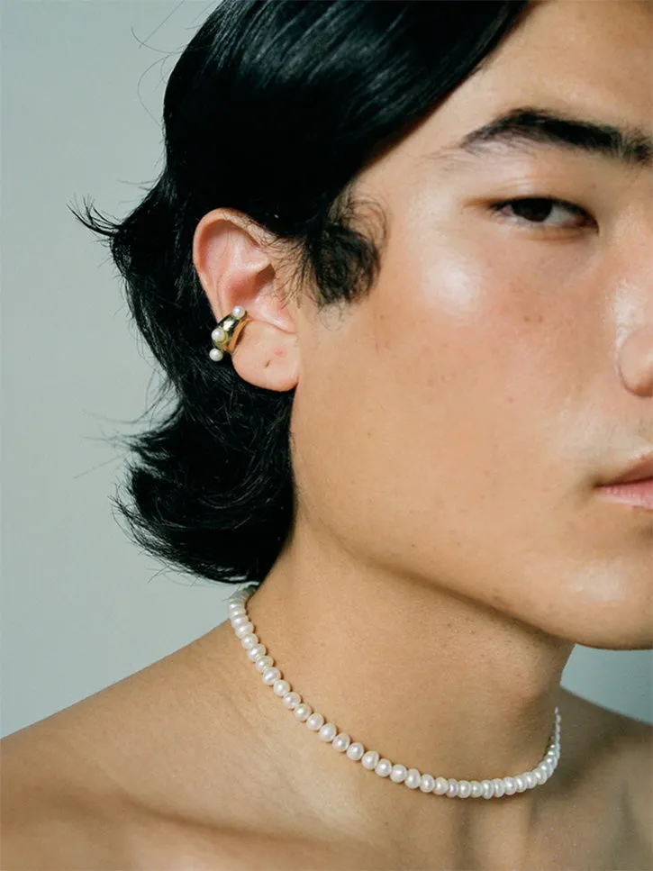 Faris Grosso Perla Ear Cuff, Silver/Pearl