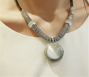 Fashion Opal Statement Necklaces & Pendants Women Vintage Accessories Collier Femme Leather Jewelry Bijoux Colar