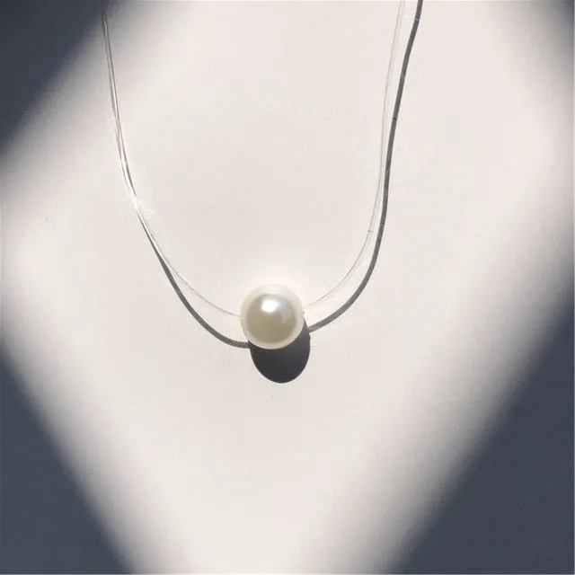 Fashion Square Imitation Pearl Crystal Zircon Necklace for Women