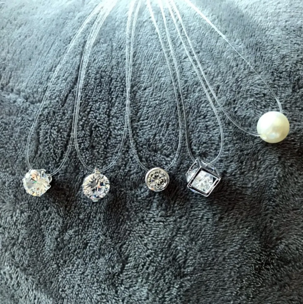 Fashion Square Imitation Pearl Crystal Zircon Necklace for Women