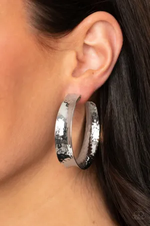 Fearlessly Flared Silver Paparazzi Earrings