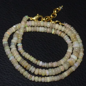 Fire Ethiopian Welo Opal Gold Vermeil Smooth Rondelle Necklace 19" 4mm 6mm