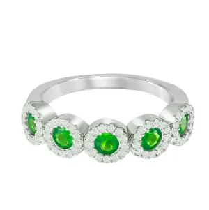 Five Halo Emerald Band