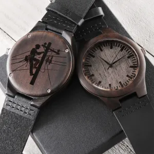 For My Lineman Engraved Wooden Watch