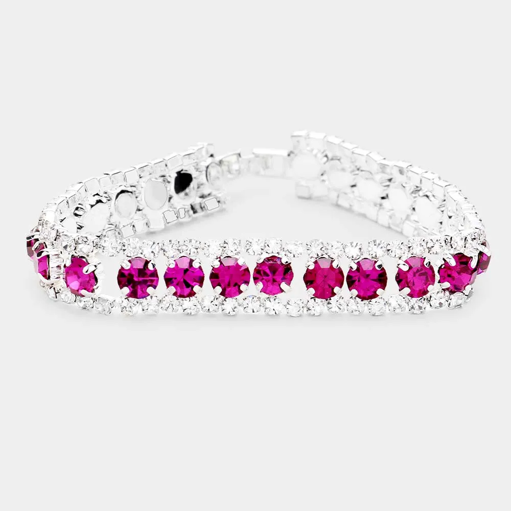 Fuchsia Crystal Rhinestone Tennis Bracelet | 476865