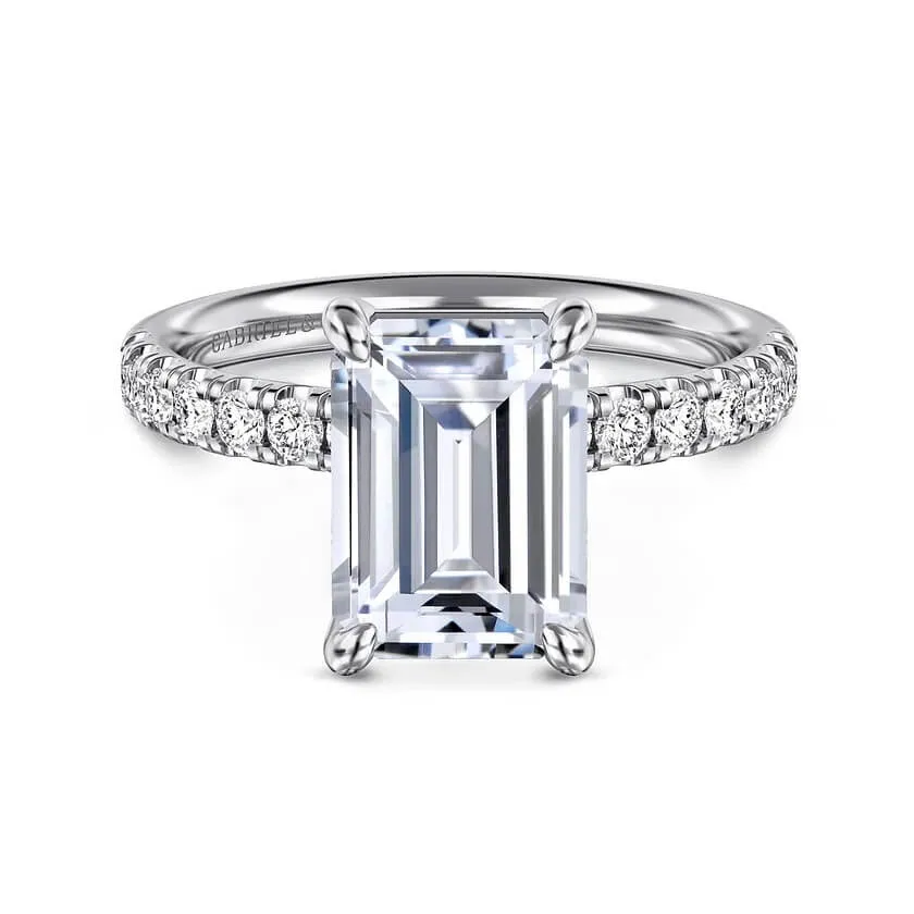 Gabriel & Co. 14K White Gold 1/2 Way Emerald Cut Diamond Engagement Ring ER16572E12W44JJ