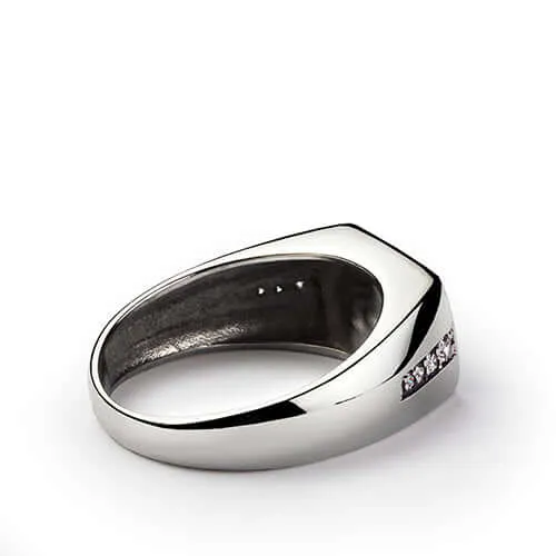Gemstone Ring for Men with 8 Natural Diamonds in Sterling Silver
