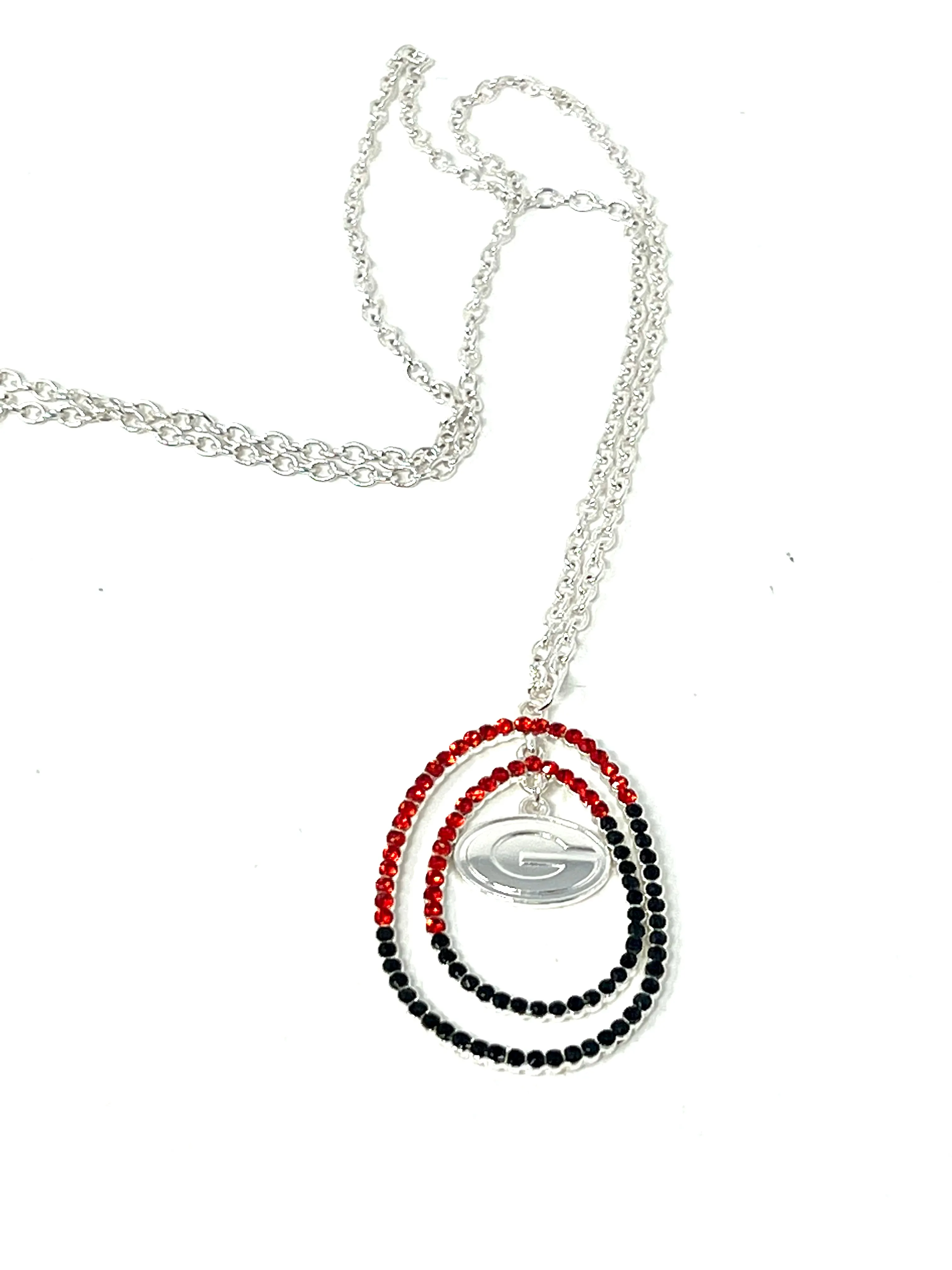 Georgia Bulldogs Logo Crystal Loop Necklace