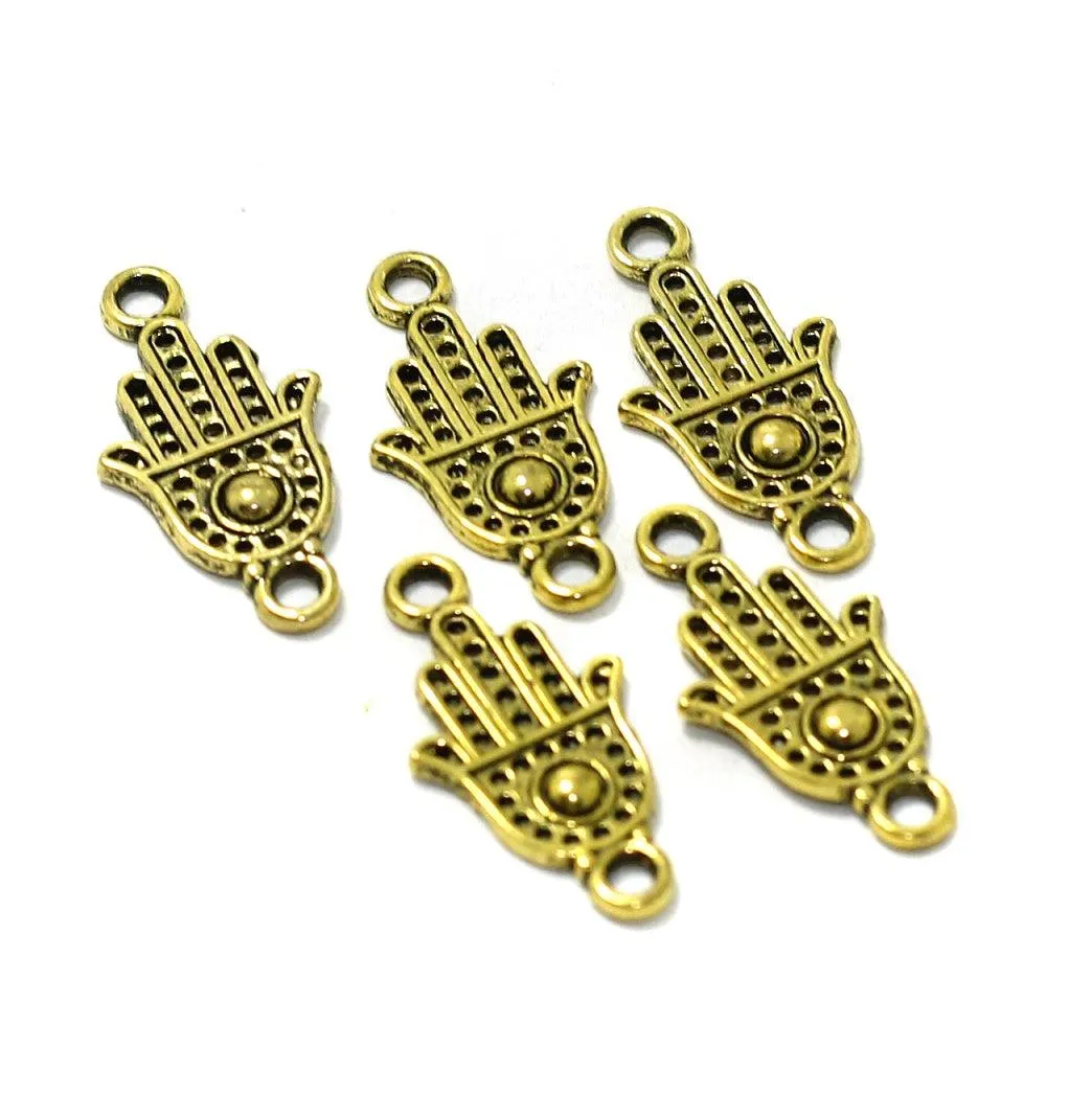 German Silver Hamsa hand Charms Golden 20x9mm