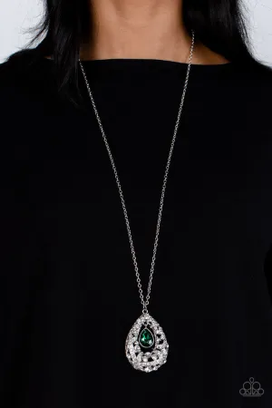 Glitz and GLOW - Green - Teardrop Gem Paparazzi Long Necklace