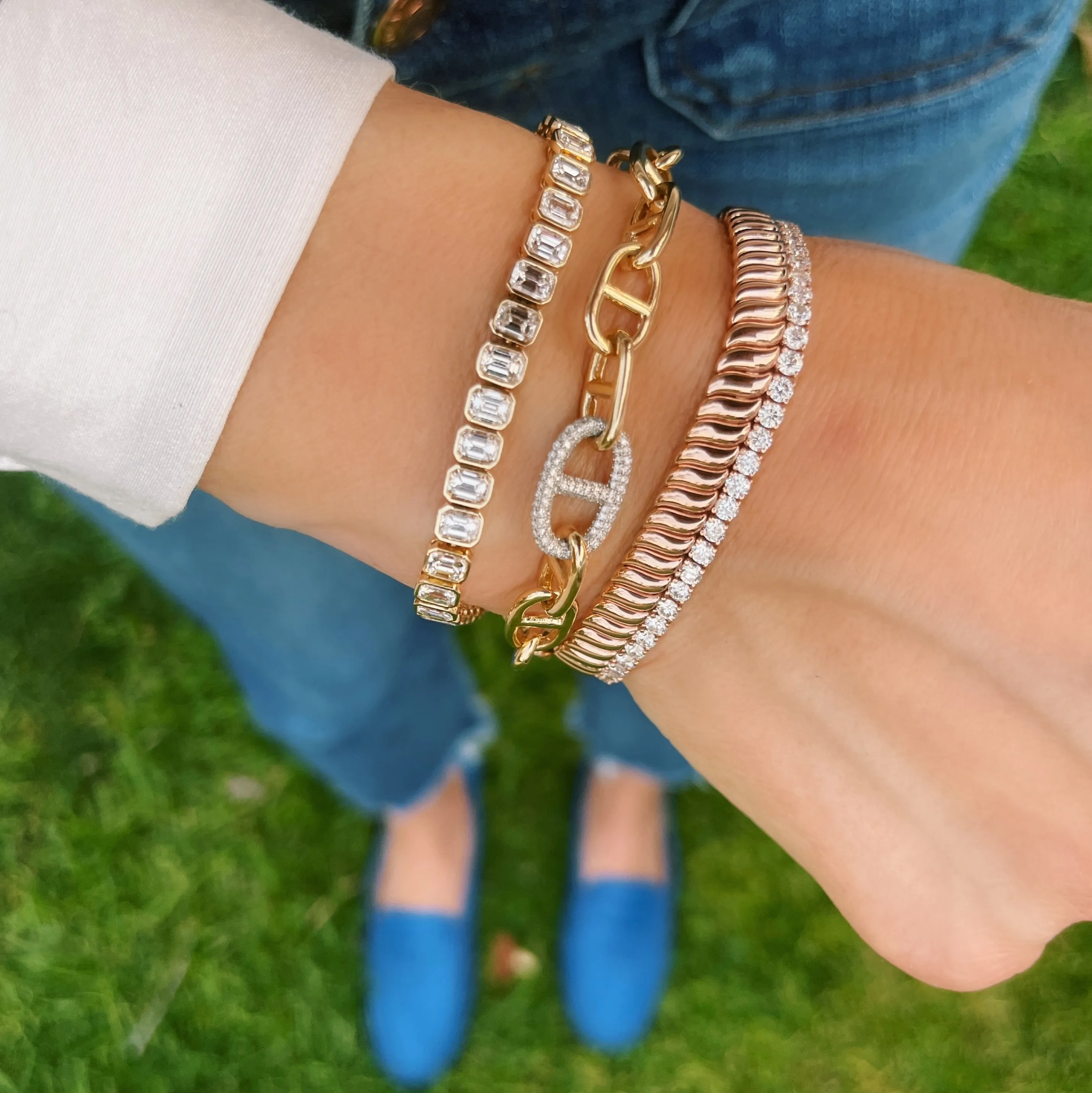 Gold & Diamond Cobra Tennis Bracelet