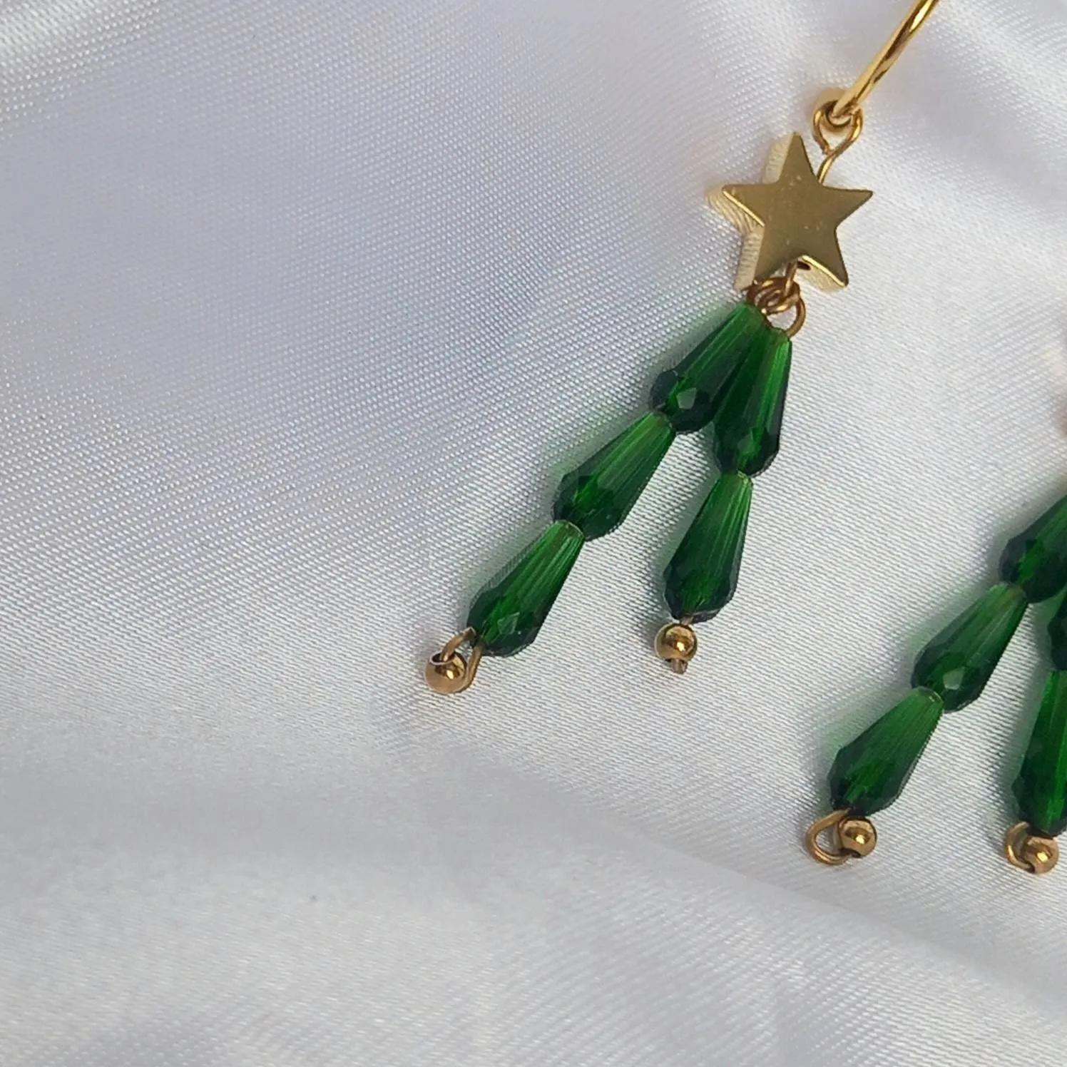 Gold & Green Star Hoop Earrings - Lightweight Hoop Earrings,Green Star Earrings,Hoop Earrings,Gold Earrings In The UK,Gold Star Jewellery