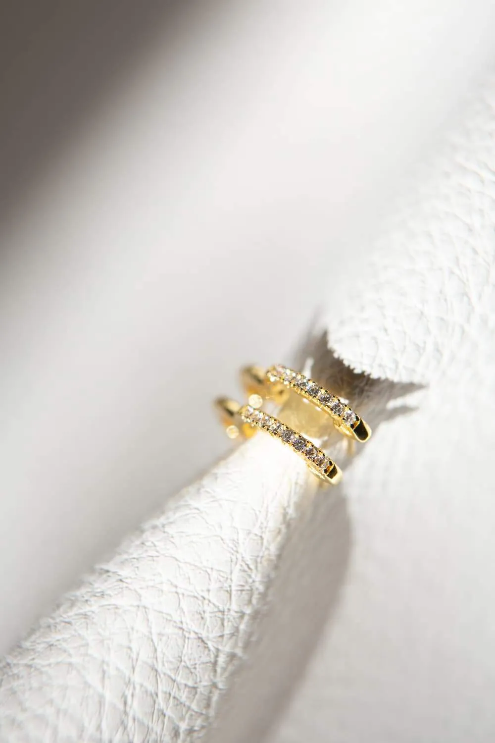 Gold CZ Pavé 925 Sterling Silver Huggie Hoop