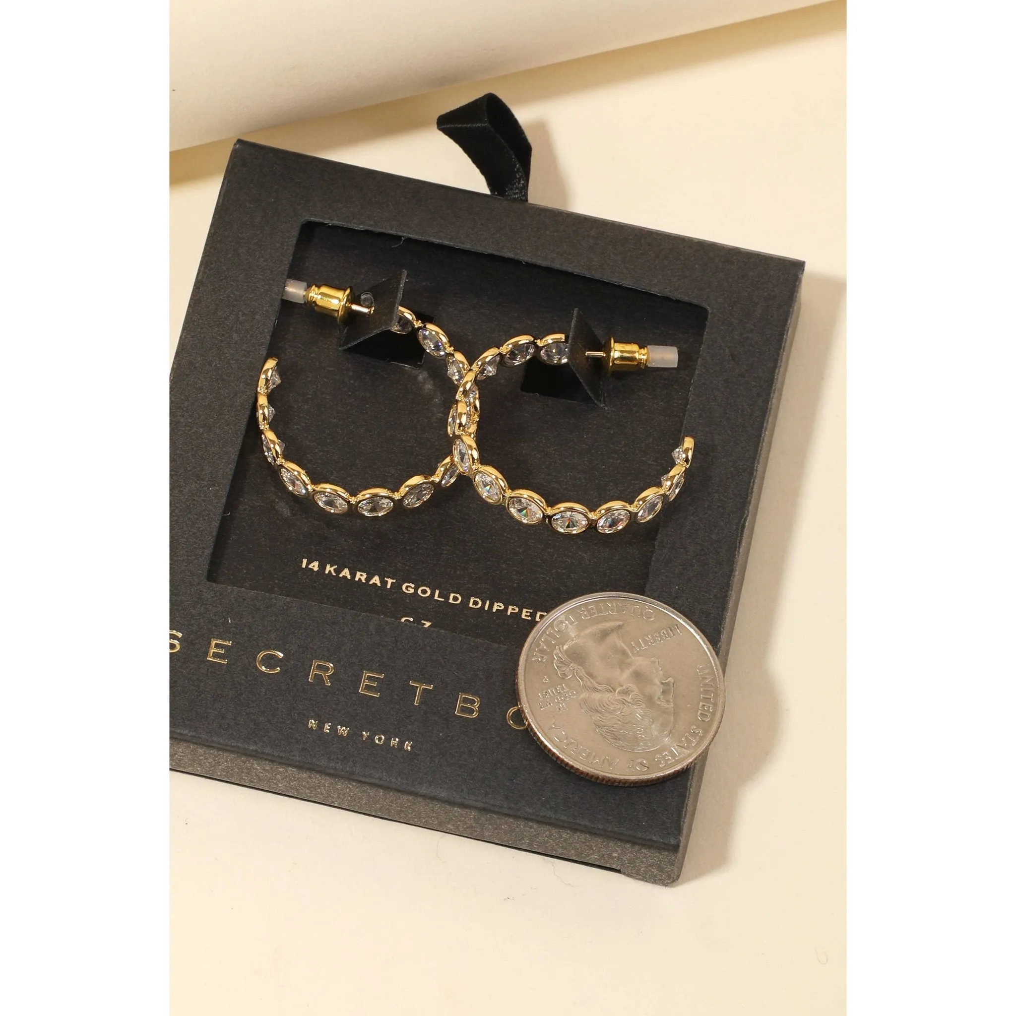 Gold Dipped Cubic Zirconia Hoop Earrings