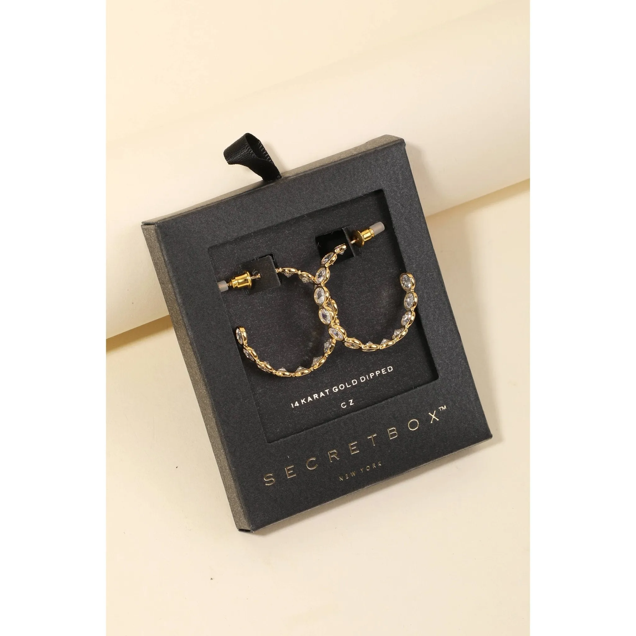 Gold Dipped Cubic Zirconia Hoop Earrings
