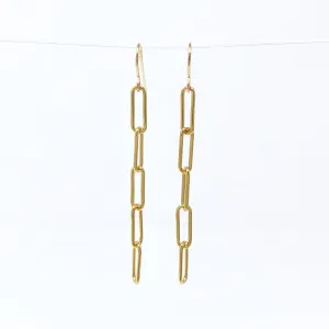 Gold Fill Long Rectangle Link Earrings