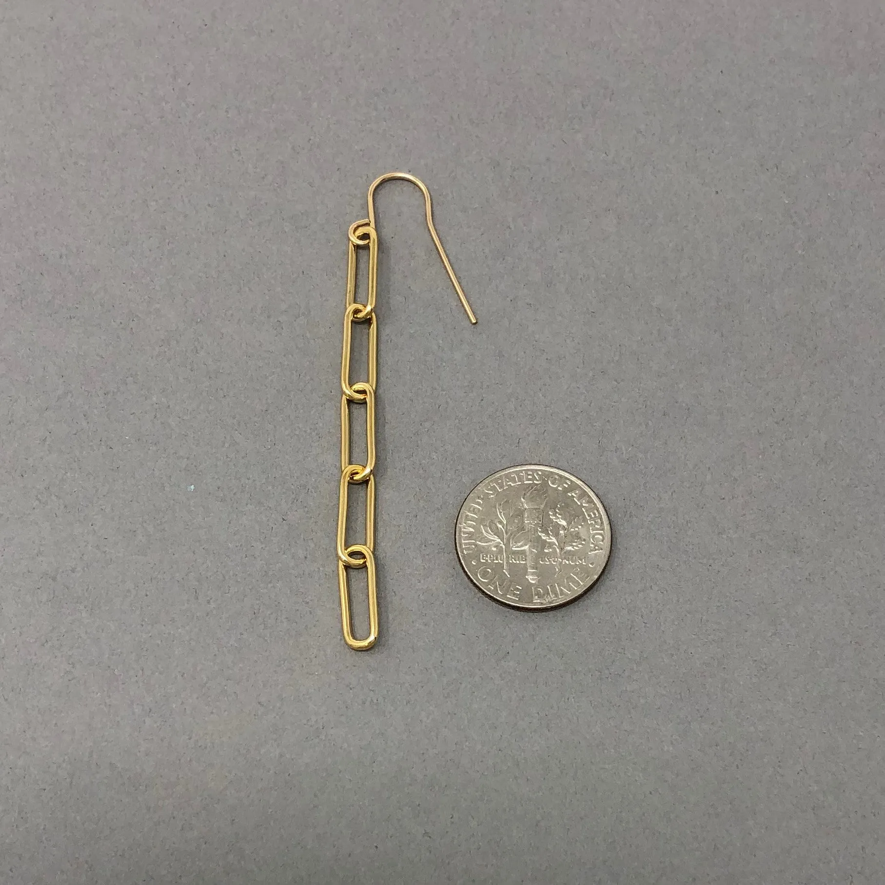Gold Fill Long Rectangle Link Earrings