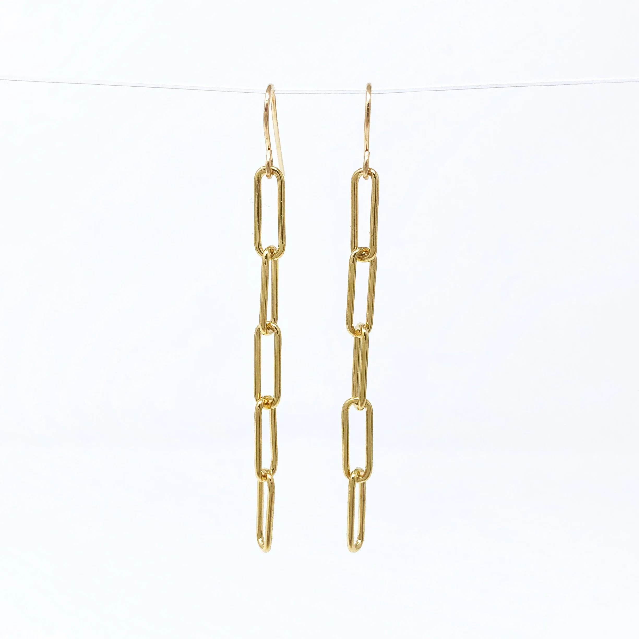 Gold Fill Long Rectangle Link Earrings