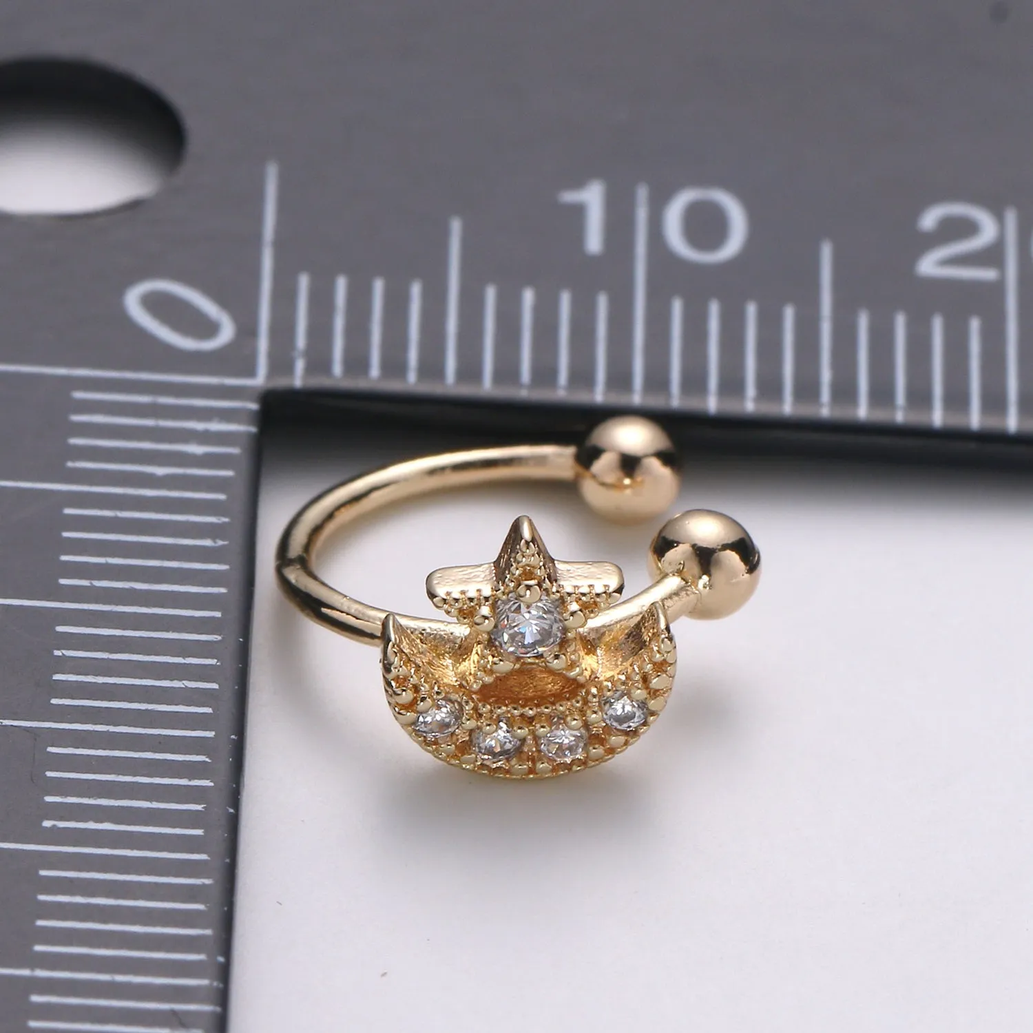 Gold Filled Celestial Moon and Star Earcuffs - AI-081